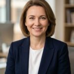 Портрет уверенного российского предпринимателя с дружелюбным взглядом на размытом нейтральном фоне в студии