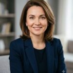Портрет уверенного российского предпринимателя с дружелюбным взглядом на размытом нейтральном фоне в студии